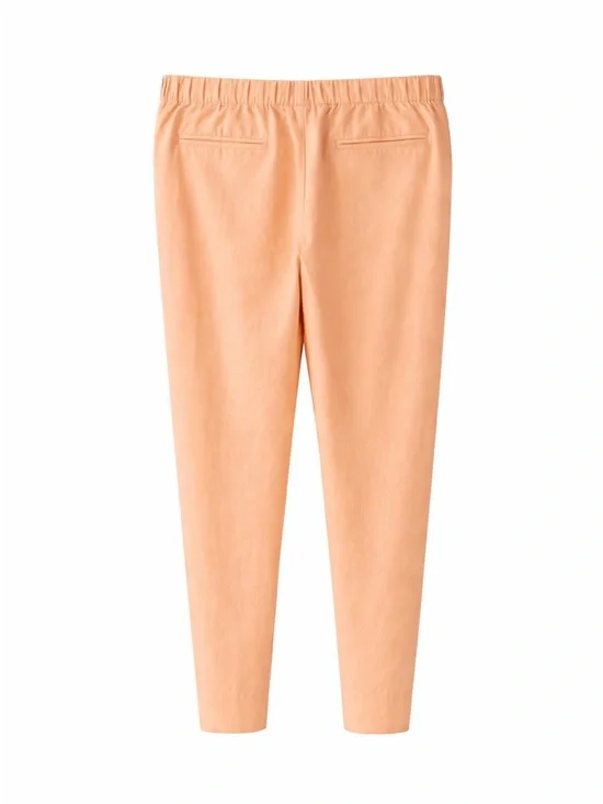 J.Jill Peach Linen Stretch Pull-On Pants XL Tapered Ankle Casual Chic Spring - Picture 3 of 5